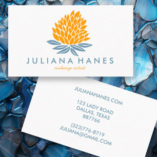 Carte De Visite Fleurs de lotus chic Bleu orange