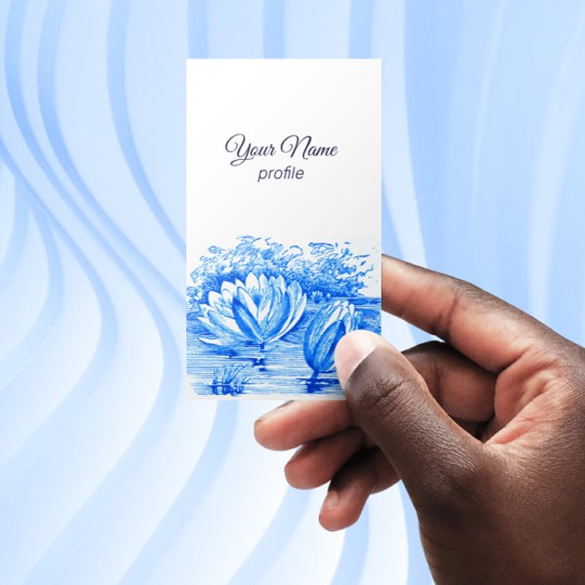 Carte de visite - Fleurs de lotus - Dessin vintage (Créateur téléchargé)