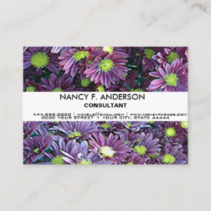 Carte De Visite Fleurs de marguerites noires et violettes personna