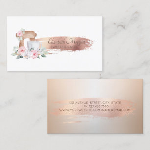 Carte De Visite Fleurs de mélangeur de pinceau d'or Rose professio