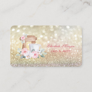 Carte De Visite Fleurs de mixeur Élégant Bokeh Boulangerie
