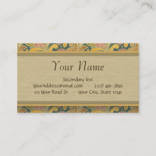Carte De Visite Fleurs de Paisley et de fan avec le monogramme