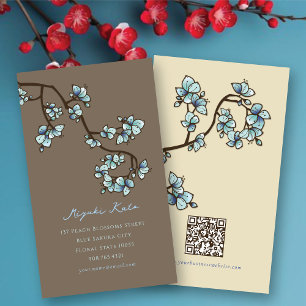 Carte De Visite Fleurs de pêcher de bleu oriental Élégant chic Sak