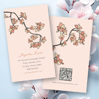 Carte De Visite Fleurs de pêcher roses orientales Élégant chic Sak