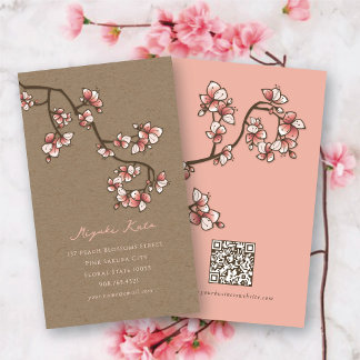 Carte De Visite Fleurs de pêcher roses orientales Élégant Sakura K
