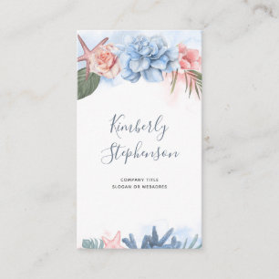 Carte De Visite Fleurs de plage tropicales et Palmier de corail de