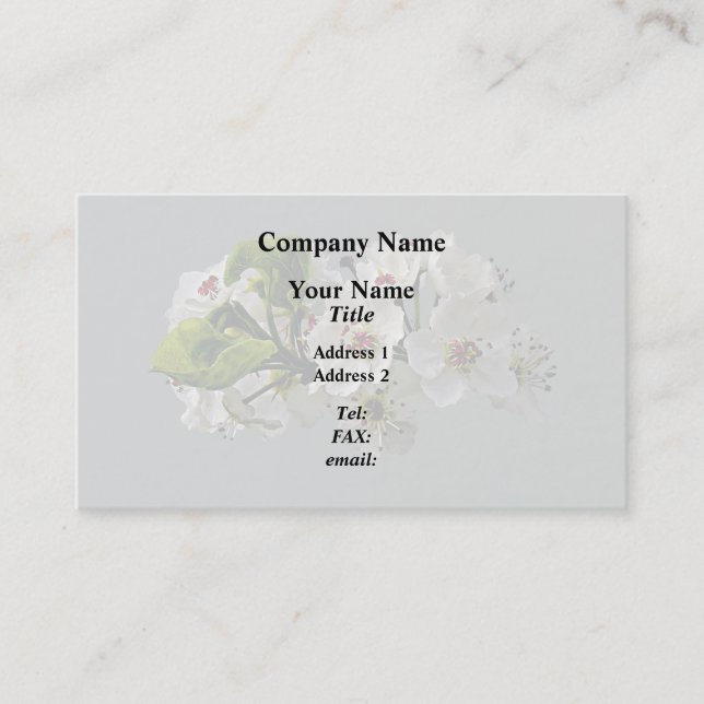 Carte De Visite Fleurs de poirier blanc en fleurs (Devant)