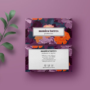 Carte De Visite Fleurs de printemps Bourgogne Orange Purple Icônes