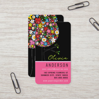 Carte De Visite Fleurs de printemps colorées Pop Tree Whimsical & 