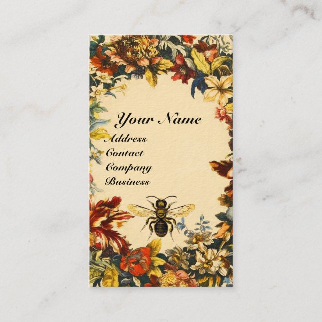 CARTE DE VISITE FLEURS DE PRINTEMPS HONEY ABEE MAINTIEN DE SCEAU D (Devant)