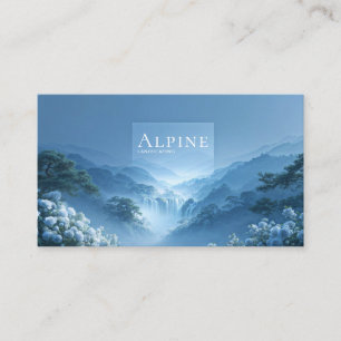 Carte De Visite Fleurs de Rose Bleue et Cascade de la Montagne Bru