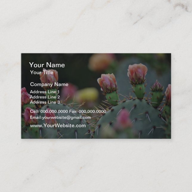 Carte De Visite Fleurs de rose de cactus de Beavertail (Devant)