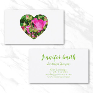 Carte De Visite Fleurs de rose rose en forme de coeur Photo