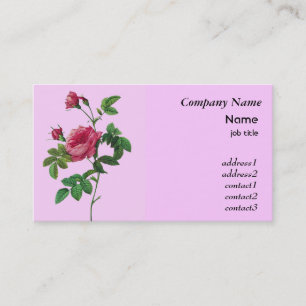 Carte De Visite fleurs de rose rose vintage