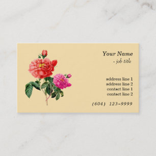 Carte De Visite Fleurs de rose rouges et roses d'art botanique vin