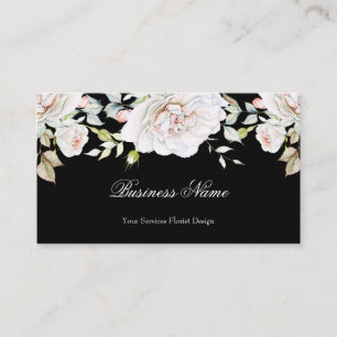 Carte De Visite Fleurs de roses blanches roses à l'aquarelle éléga