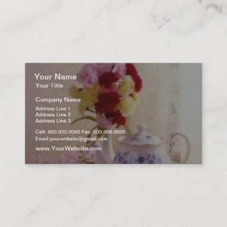 Carte De Visite Fleurs de set thé Cottage rose