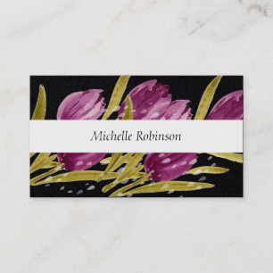 Carte De Visite Fleurs de tulipes à l'aquarelle élégante Professio