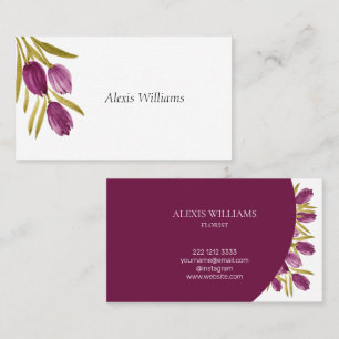 Carte De Visite Fleurs de tulipes à l'aquarelle élégante Professio