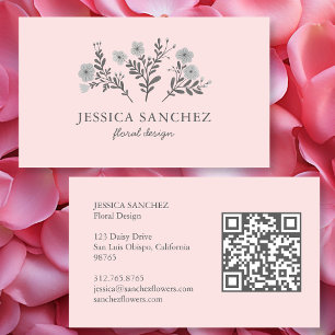 Carte De Visite Fleurs délicates Élégant Chic Moderne Minimal Code