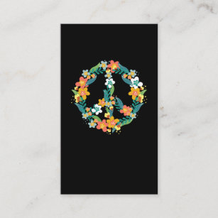 Carte De Visite Fleurs des signes de paix colorées 60s les années 