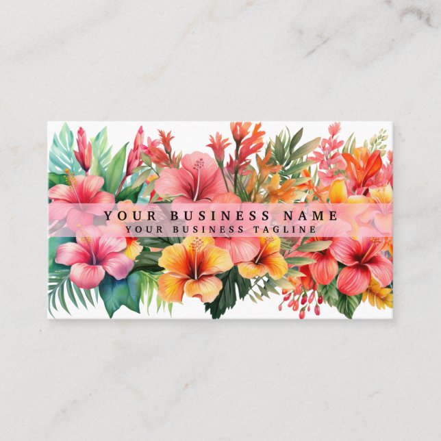 Carte De Visite Fleurs d'Hibiscus Tropical Floral  (Devant)