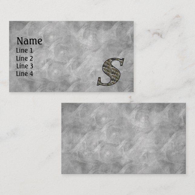 Carte De Visite Fleurs d'hortensia à monogramme initial S (Devant / Derrière)