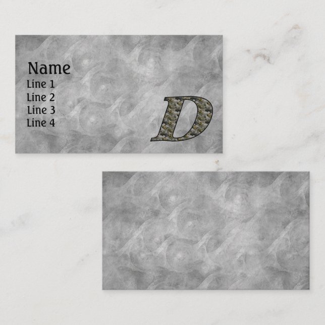 Carte De Visite Fleurs d'hydrangea à monogramme initial D (Devant / Derrière)