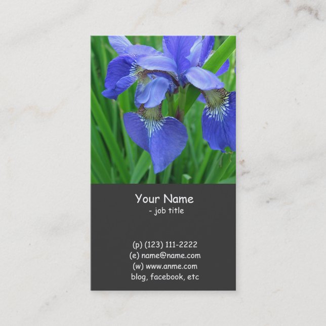 Carte De Visite fleurs d'iris bleues (Devant)