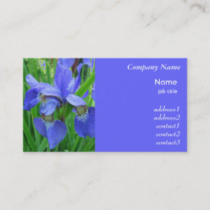carte de visite fleurs d'iris bleues