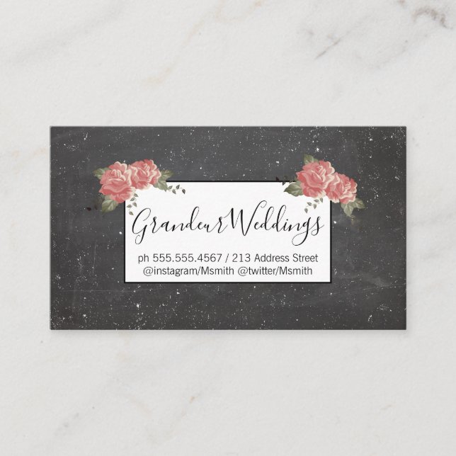 Carte De Visite Fleurs Élégantes / Balle mouchetée (Devant)