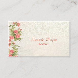 Carte De Visite Fleurs Élégantes de Style Vintage, Dentelle