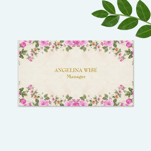 Carte De Visite Fleurs élégantes et belles sur fond beige clair