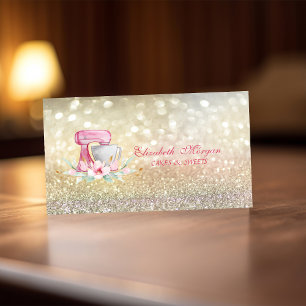 Carte De Visite Fleurs Élégantes Mixeur Bokeh Boulangerie