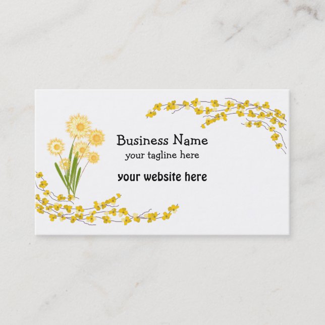 Carte De Visite Fleurs et Blossoms Jaune Doré (Devant)
