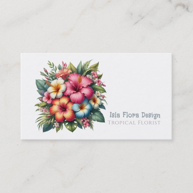 Carte De Visite Fleurs et feuillage tropicaux (Devant)