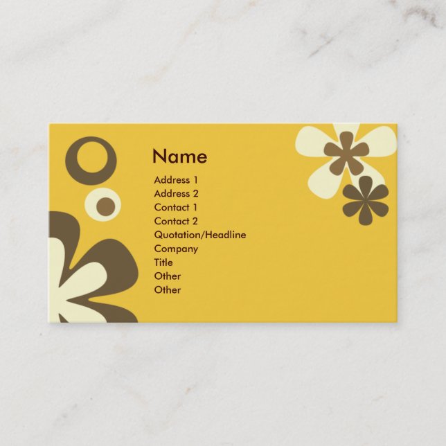 Carte De Visite Fleurs et points orange (Devant)