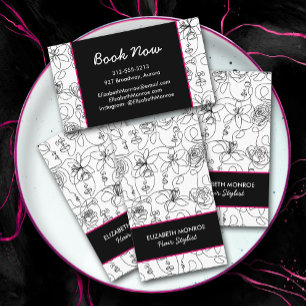 Carte De Visite Fleurs et visages Maquillage Styliste cheveux