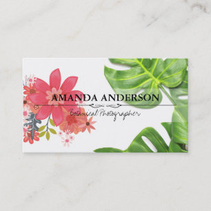 Carte De Visite Fleurs Feuilles de Monstera