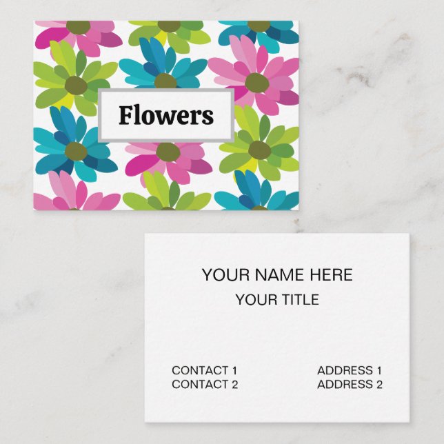 Carte De Visite Fleurs Fleurs Colorées (Devant / Derrière)