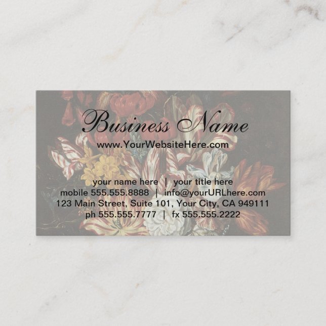 Carte De Visite Fleurs florales de vie morte en Vase, baroque Vint (Devant)