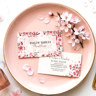 Carte De Visite Fleurs Florales Élégantes Aquarelle Rose