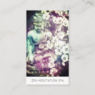 Carte De Visite *~* Fleurs florales Méditation Bouddha QR