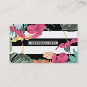 Carte De Visite Fleurs Florales Tropicales Botanique Chic
