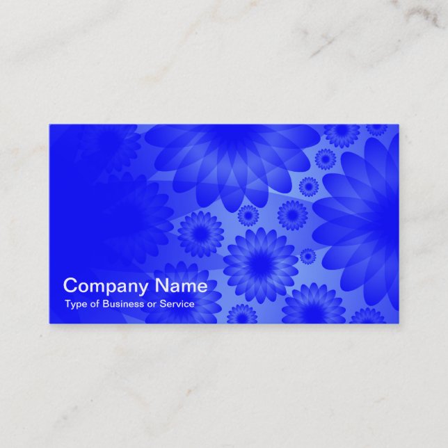 Carte De Visite Fleurs géométriques - Bleu avec gris (Devant)