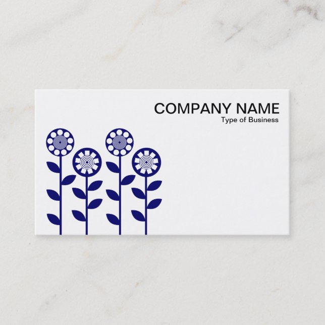 Carte De Visite Fleurs géométriques - Dp Navy sur blanc (Devant)