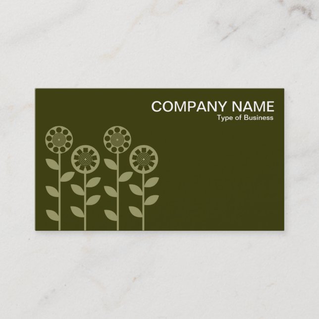 Carte De Visite Fleurs géométriques - Khaki et Olive foncé (Devant)