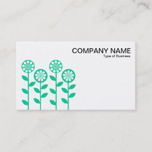 Carte De Visite Fleurs géométriques - Vert de mer sur blanc