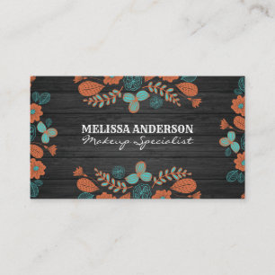 Carte De Visite Fleurs illustratives et bois Vintage