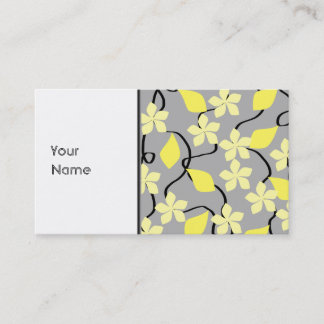 Carte De Visite Fleurs jaunes et grises. Modèle floral